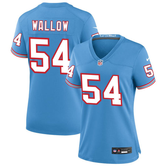 Garret Wallow Women's Nike Light Blue Tennessee Titans Oilers Throwback Custom Game Jersey