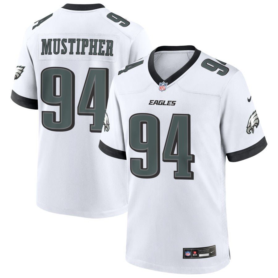 P.J. Mustipher Men's Nike White Philadelphia Eagles Custom Game Jersey