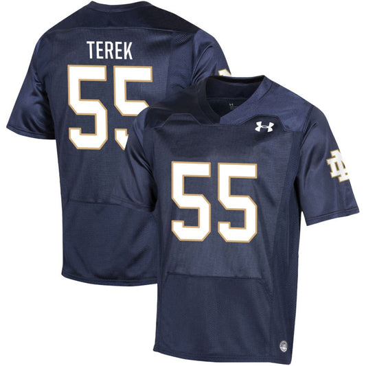 Christopher Terek Men's Under Armour Navy Notre Dame Fighting Irish Pick-A-Player NIL Replica Football Jersey