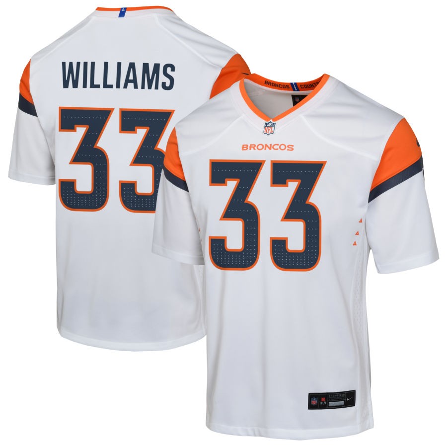 Javonte Williams Youth Nike  White Denver Broncos Custom Game Jersey