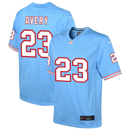 Tre Avery Youth Nike Light Blue Tennessee Titans Oilers Throwback Custom Game Jersey