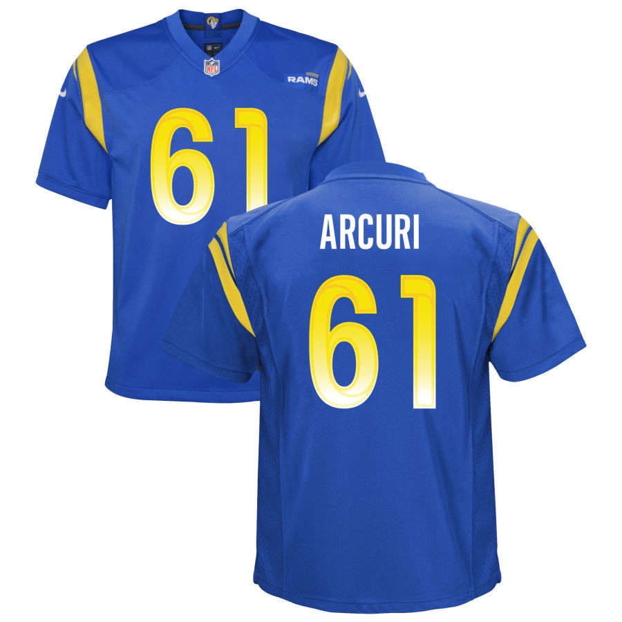 AJ Arcuri Youth Nike Royal Los Angeles Rams Custom Game Jersey