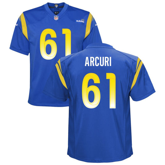 AJ Arcuri Youth Nike Royal Los Angeles Rams Custom Game Jersey