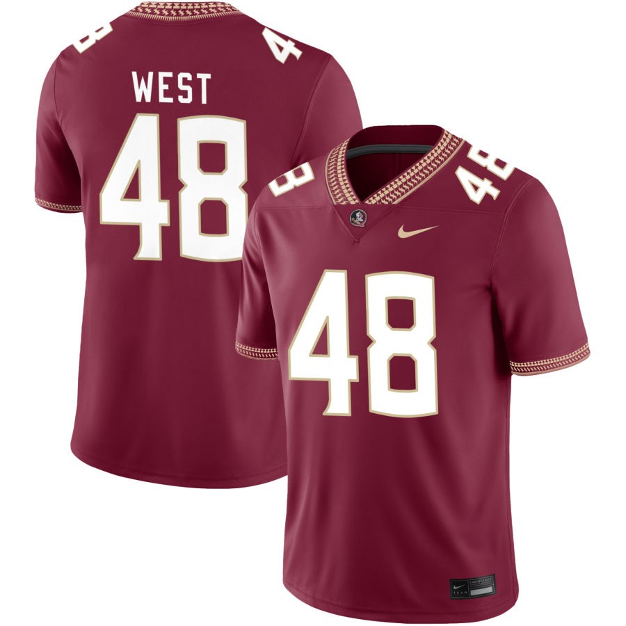 Jackson West Men's Nike Garnet Florida State Seminoles 2023 Pick-A-Player NIL Football Game Jersey