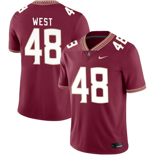 Jackson West Men's Nike Garnet Florida State Seminoles 2023 Pick-A-Player NIL Football Game Jersey