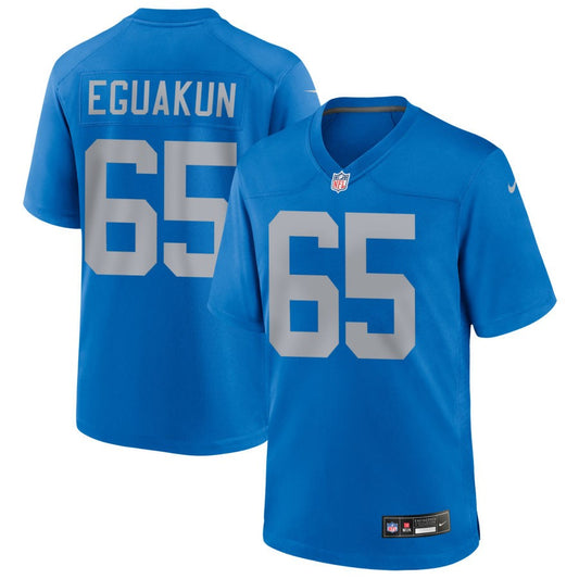 Kingsley Eguakun Men's Nike Blue Detroit Lions Alternate Custom Game Jersey