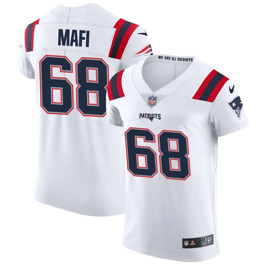 Atonio Mafi Men's Nike White New England Patriots Vapor Elite Custom Jersey