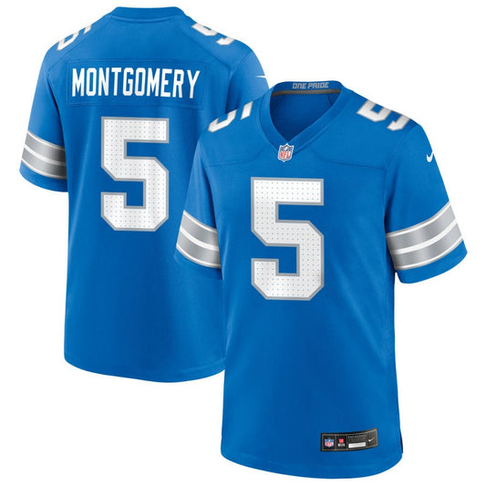 David Montgomery Men's Nike  Blue Detroit Lions Custom Game Jersey