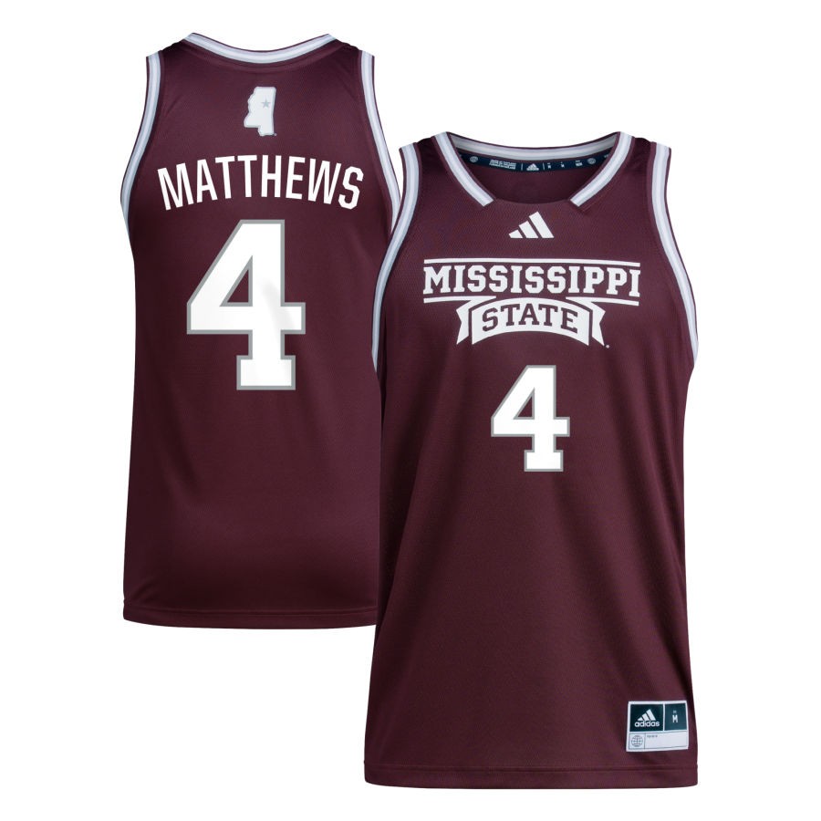 Cameron Matthews Men's adidas Maroon Mississippi State Bulldogs Pick-A-Player NIL Men's Basketball Jersey