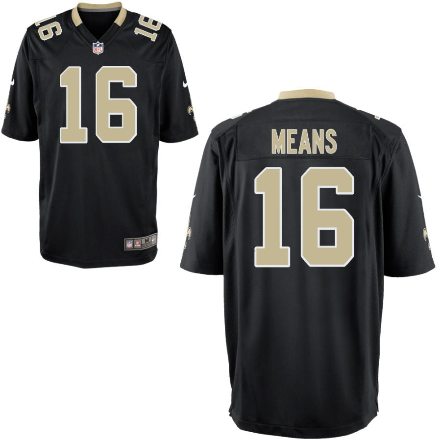 Bub Means Youth Nike Black New Orleans Saints Custom Game Jersey