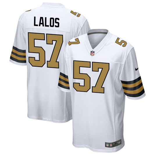 Niko Lalos Men's Nike  White New Orleans Saints Alternate Custom Game Jersey