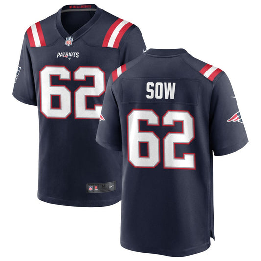 Sidy Sow Men's Nike New England Patriots Navy Custom Game Jersey