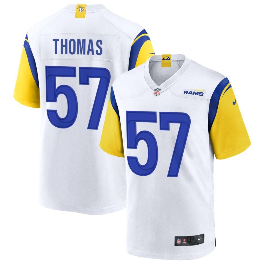 Zach Thomas Men's Nike White Los Angeles Rams Alternate Custom Jersey