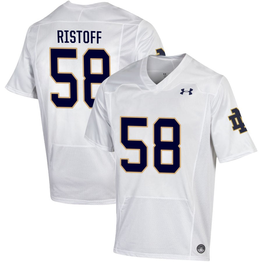 Grant Ristoff Men's Under Armour White Notre Dame Fighting Irish Pick-A-Player NIL Replica Football Jersey