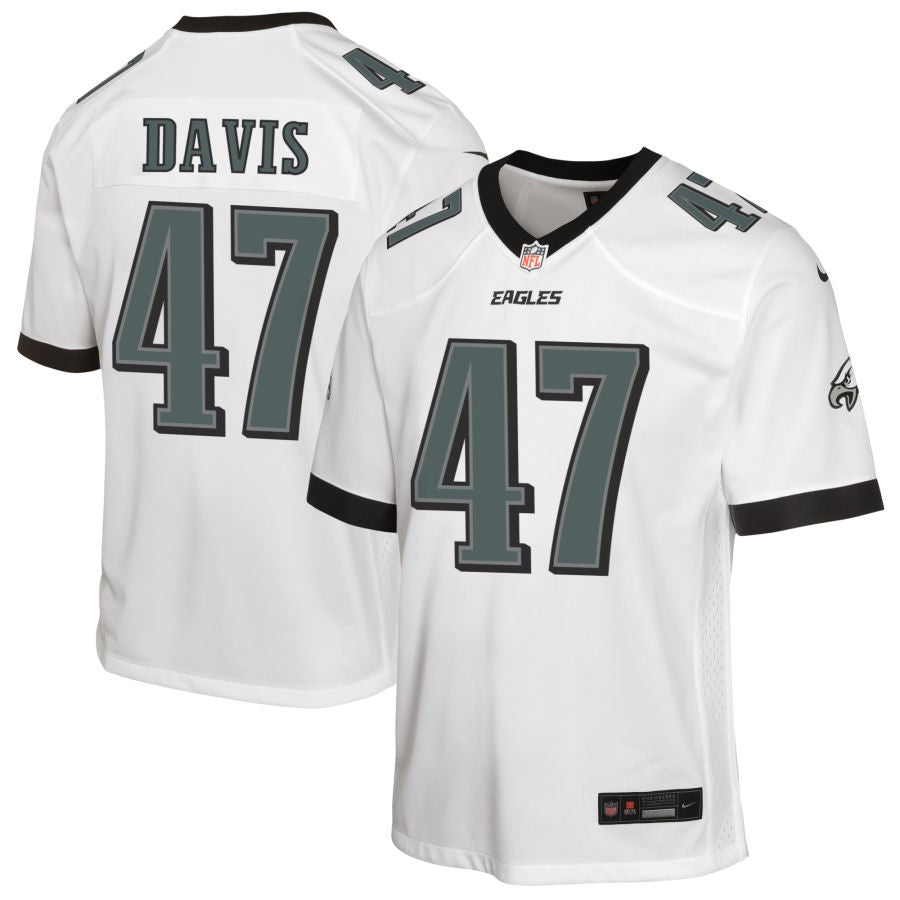 Shaquan Davis Youth Nike White Philadelphia Eagles Custom Game Jersey