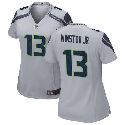 Easop Winston Jr Women's Nike Gray Seattle Seahawks Alternate Custom Game Jersey