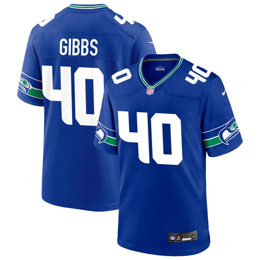 Easton Gibbs Men's Nike Royal Seattle Seahawks Throwback Custom Jersey