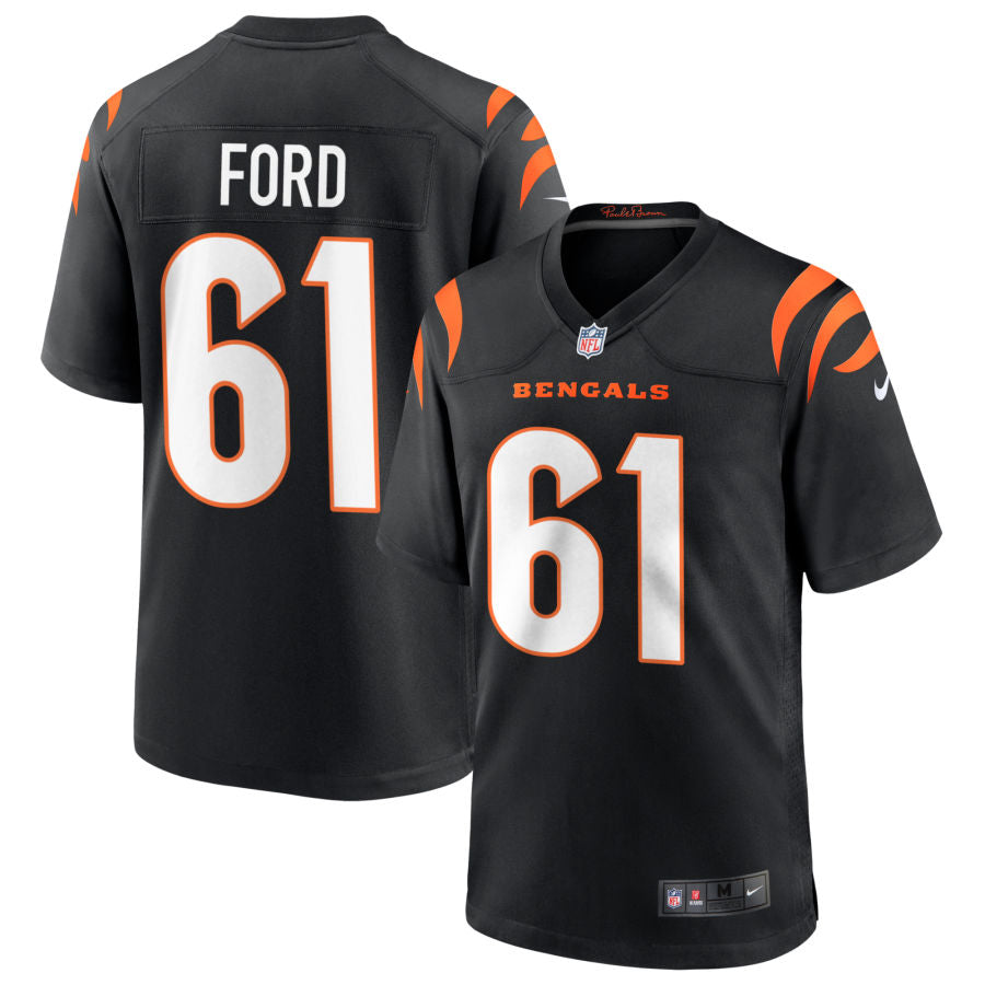 Cody Ford Youth Nike Black Cincinnati Bengals Logo Game Custom Jersey