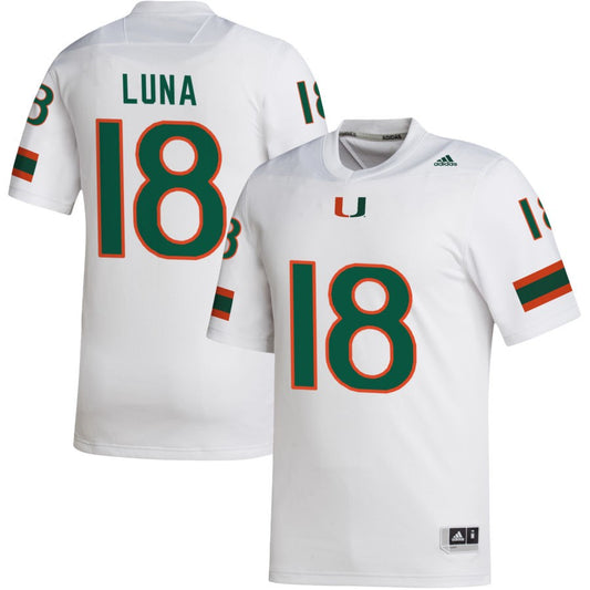 Riply Luna Men's adidas White Miami Hurricanes Pick-A-Player NIL Replica Football Jersey