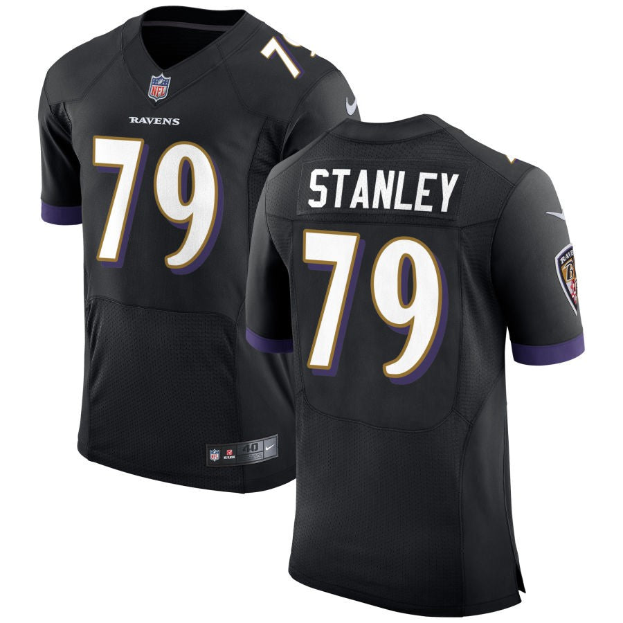 Ronnie Stanley Men's Nike Black Baltimore Ravens Speed Machine Elite Custom Jersey