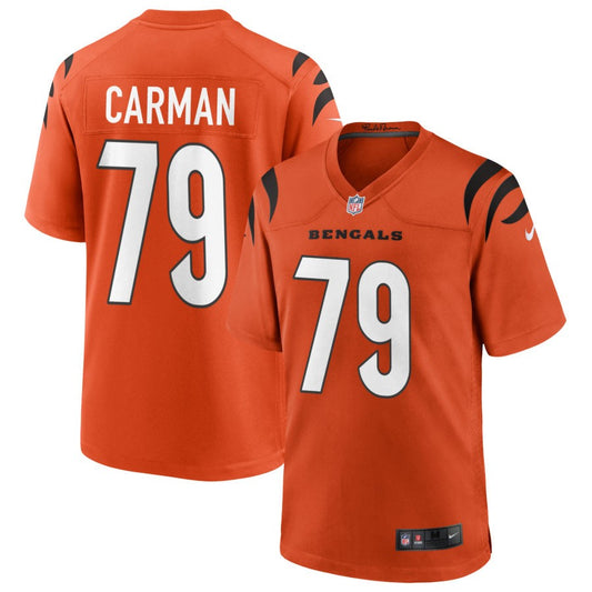 Jackson Carman Youth Nike Orange Cincinnati Bengals Alternate Game Custom Jersey