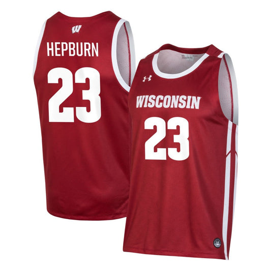 Chucky Hepburn Men's Under Armour Red Wisconsin Badgers Pick-A-Player NIL Men's Basketball Jersey