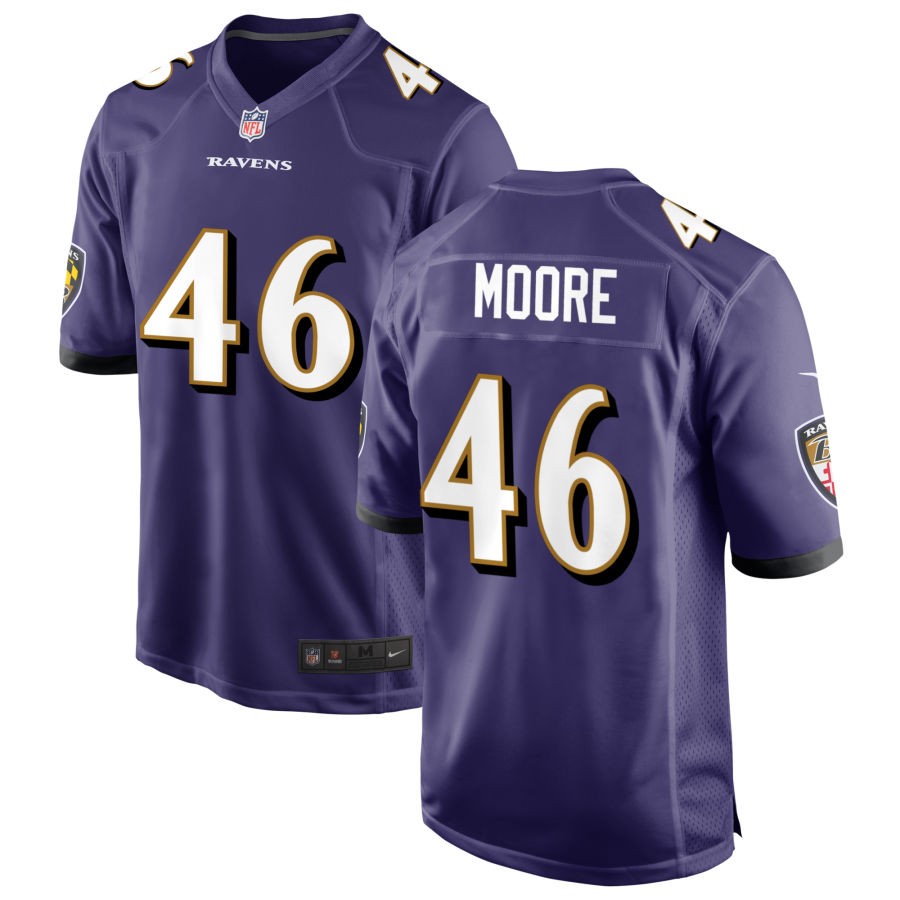 Nick Moore Men's Nike Purple Baltimore Ravens Custom Game Jersey