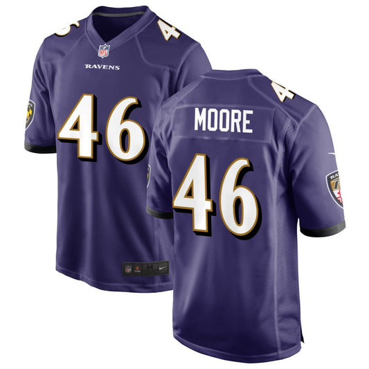 Nick Moore Men's Nike Purple Baltimore Ravens Custom Game Jersey