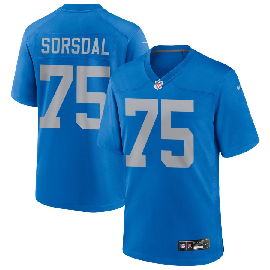 Colby Sorsdal Men's Nike Blue Detroit Lions Alternate Custom Game Jersey