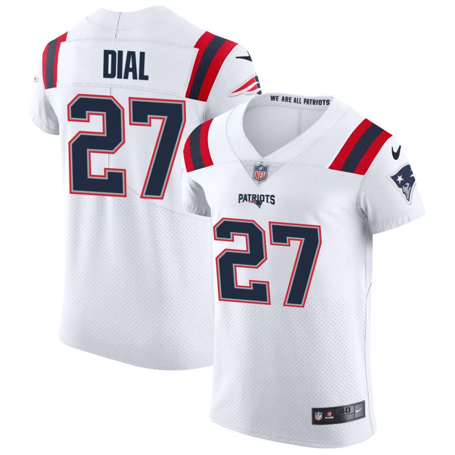 Marcellas Dial Men's Nike White New England Patriots Vapor Elite Custom Jersey