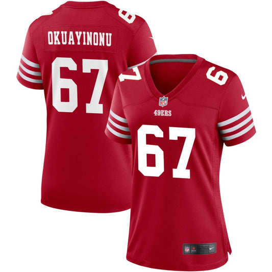 Sam Okuayinonu Women's Nike Scarlet San Francisco 49ers Game Custom Jersey