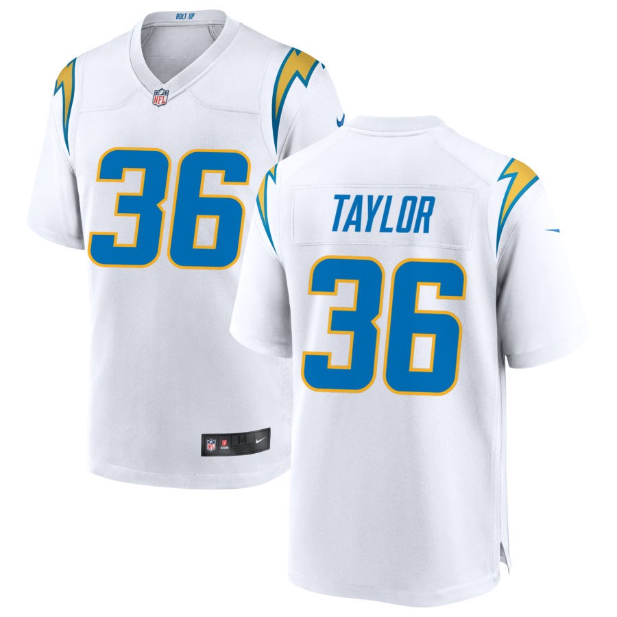 Ja'Sir Taylor Men's Nike White Los Angeles Chargers Custom Game Jersey