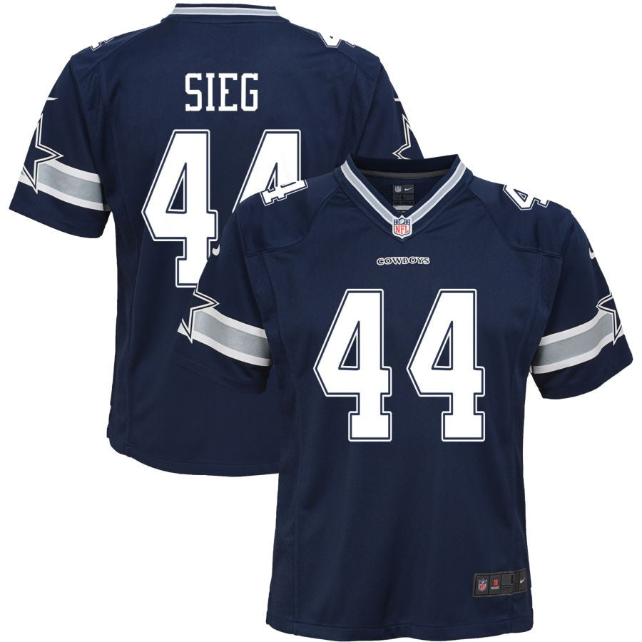 Trent Sieg Youth Nike Navy Dallas Cowboys Custom Game Jersey