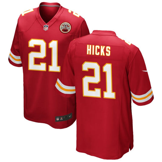 Jaden Hicks Men's Nike Red Kansas City Chiefs Custom Game Jersey