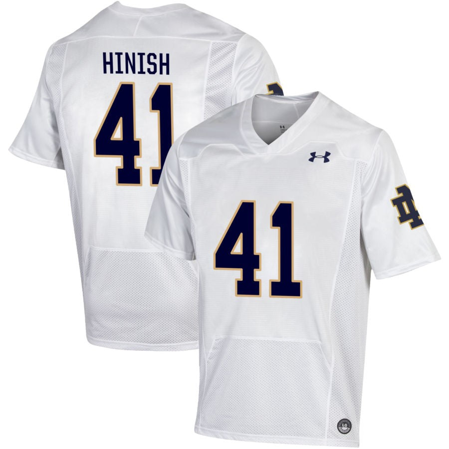 Donovan Hinish Men's Under Armour White Notre Dame Fighting Irish Pick-A-Player NIL Replica Football Jersey