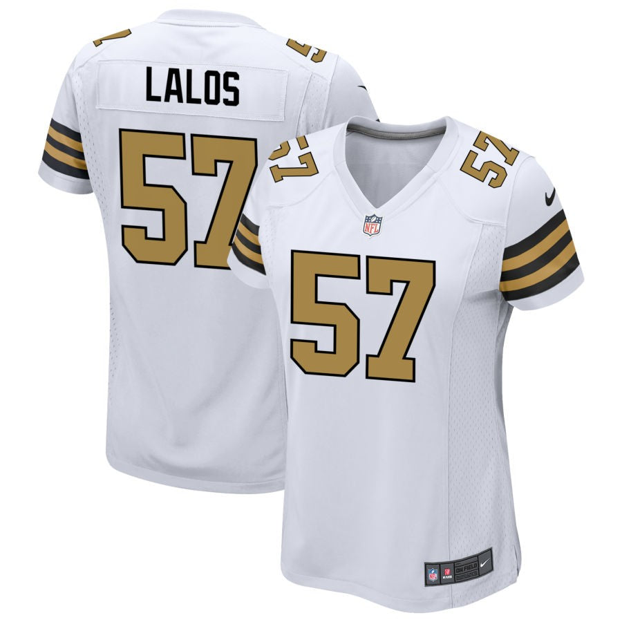 Niko Lalos Women's Nike  White New Orleans Saints Alternate Custom Game Jersey