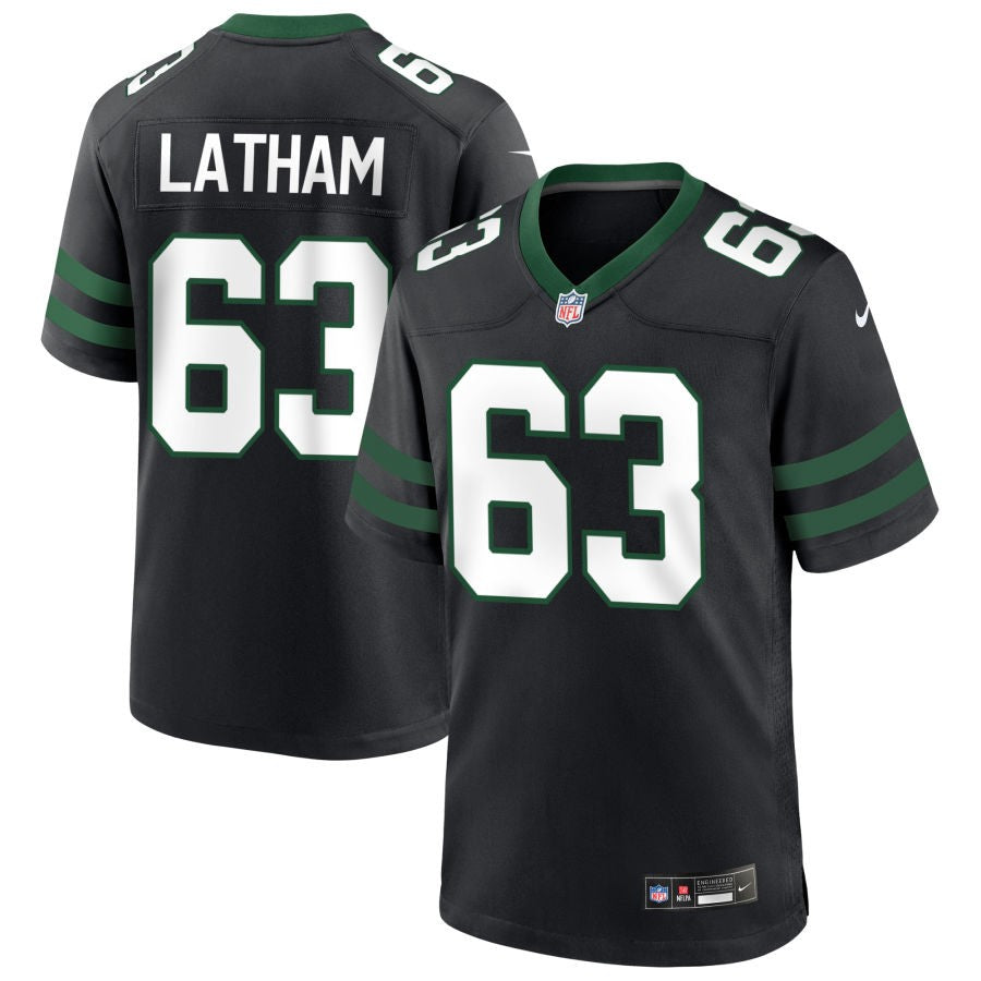 Brady Latham Men's Nike  Legacy Black New York Jets Alternate Custom Game Jersey