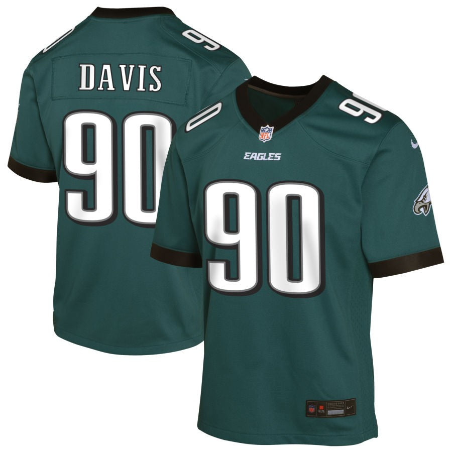 Jordan Davis Youth Nike Midnight Green Philadelphia Eagles Custom Game Jersey