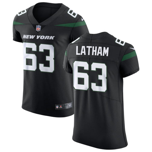 Brady Latham Men's Nike Stealth Black New York Jets Vapor Untouchable Elite Custom Jersey