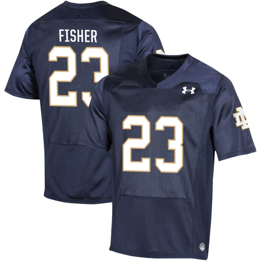 Justin Fisher Men's Under Armour Navy Notre Dame Fighting Irish Pick-A-Player NIL Replica Football Jersey