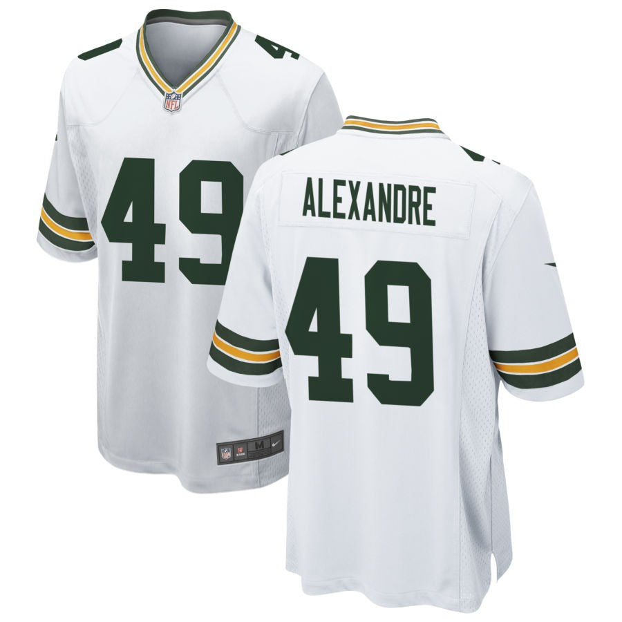 Deslin Alexandre Men's Nike White Green Bay Packers Custom Game Jersey