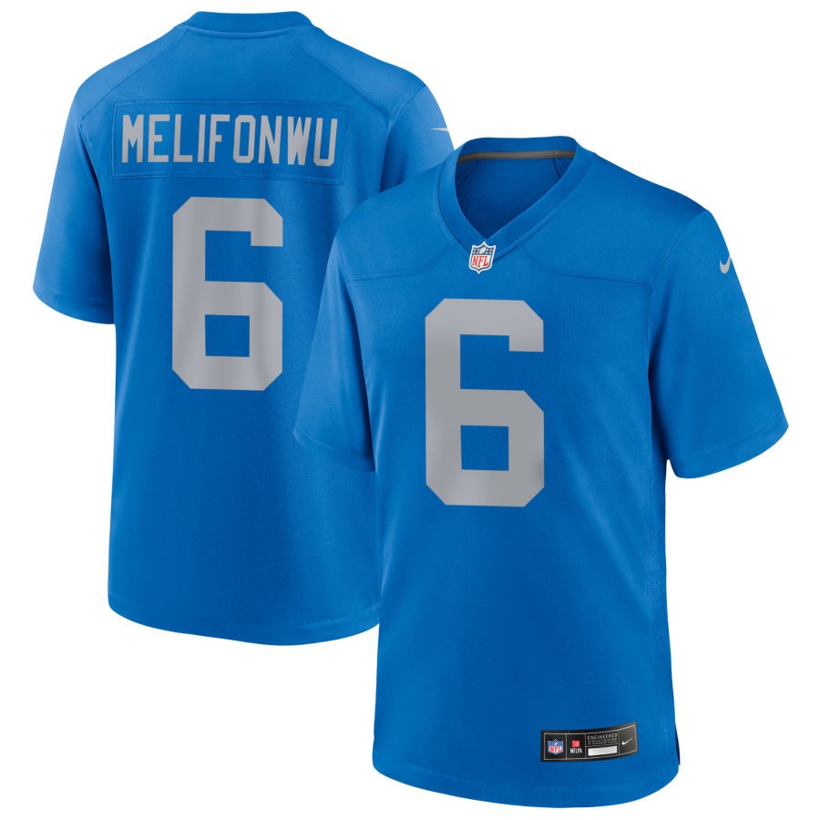 Ifeatu Melifonwu Men's Nike Blue Detroit Lions Alternate Custom Game Jersey