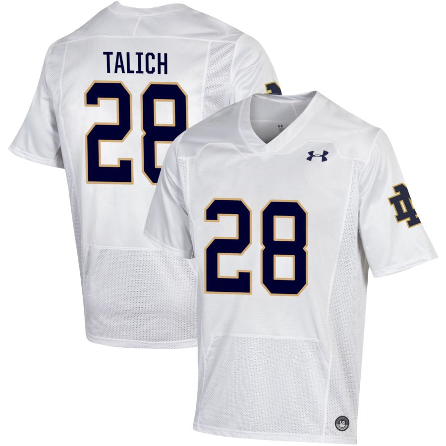 Luke Talich Men's Under Armour White Notre Dame Fighting Irish Pick-A-Player NIL Replica Football Jersey