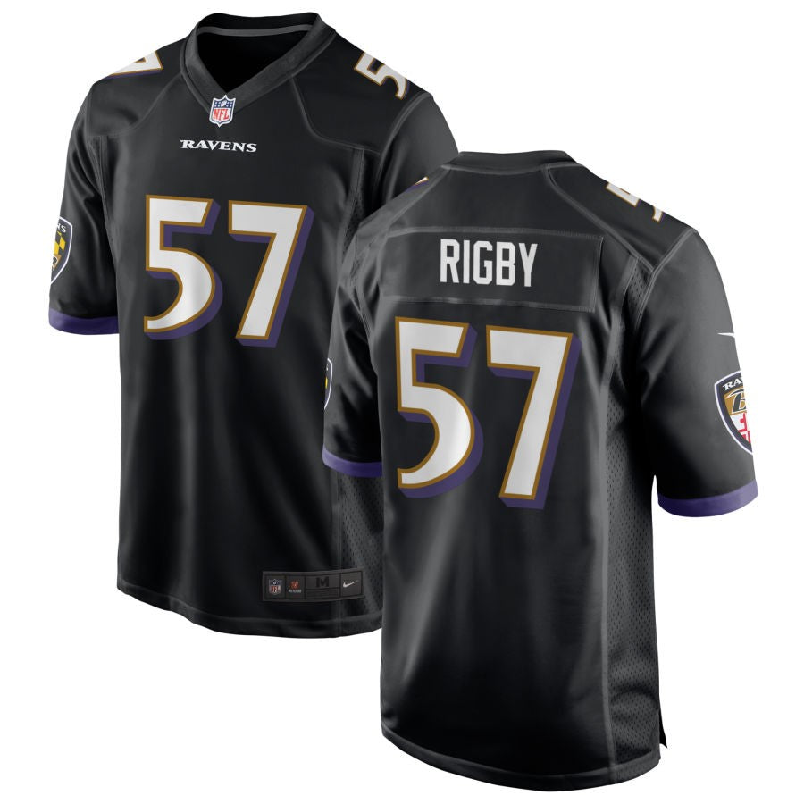 Yvandy Rigby Youth Nike Black Baltimore Ravens Game Custom Jersey