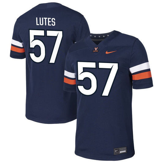 Andy Lutes Men's Nike  Navy Virginia Cavaliers Pick-A-Player NIL Football Game Jersey