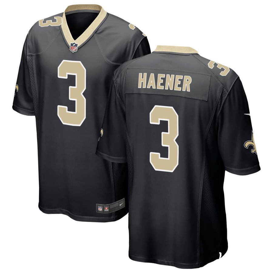 Jake Haener Men's Nike Black New Orleans Saints Custom Game Jersey