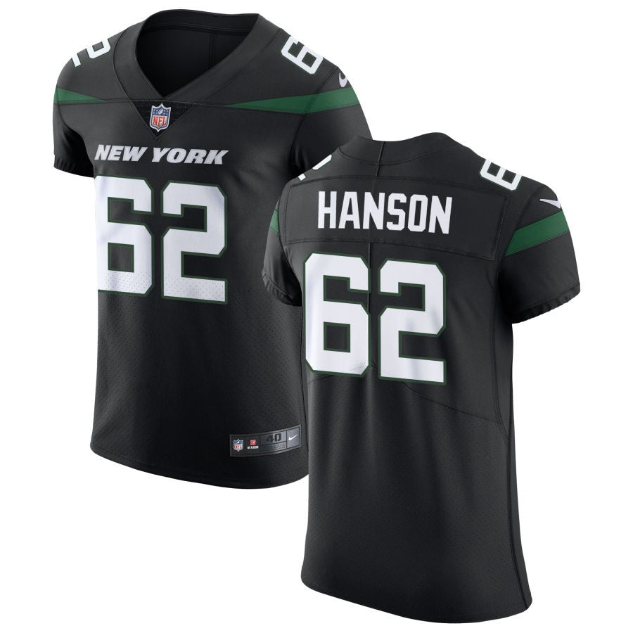 Jake Hanson Men's Nike Stealth Black New York Jets Vapor Untouchable Elite Custom Jersey