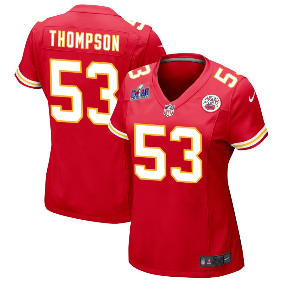 BJ Thompson Women's Nike Red Kansas City Chiefs Super Bowl LVIII Patch Custom Game Jersey