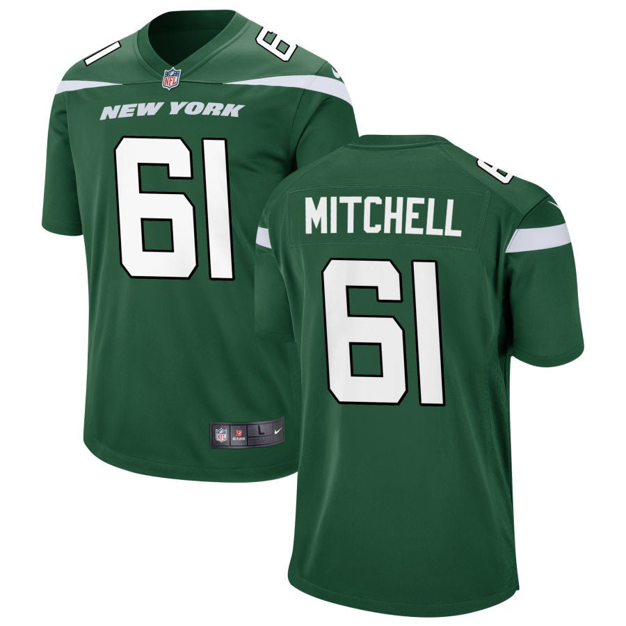 Max Mitchell Men's Nike Gotham Green New York Jets Game Custom Jersey