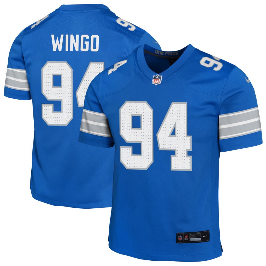 Mekhi Wingo Youth Nike Blue Detroit Lions Custom Game Jersey